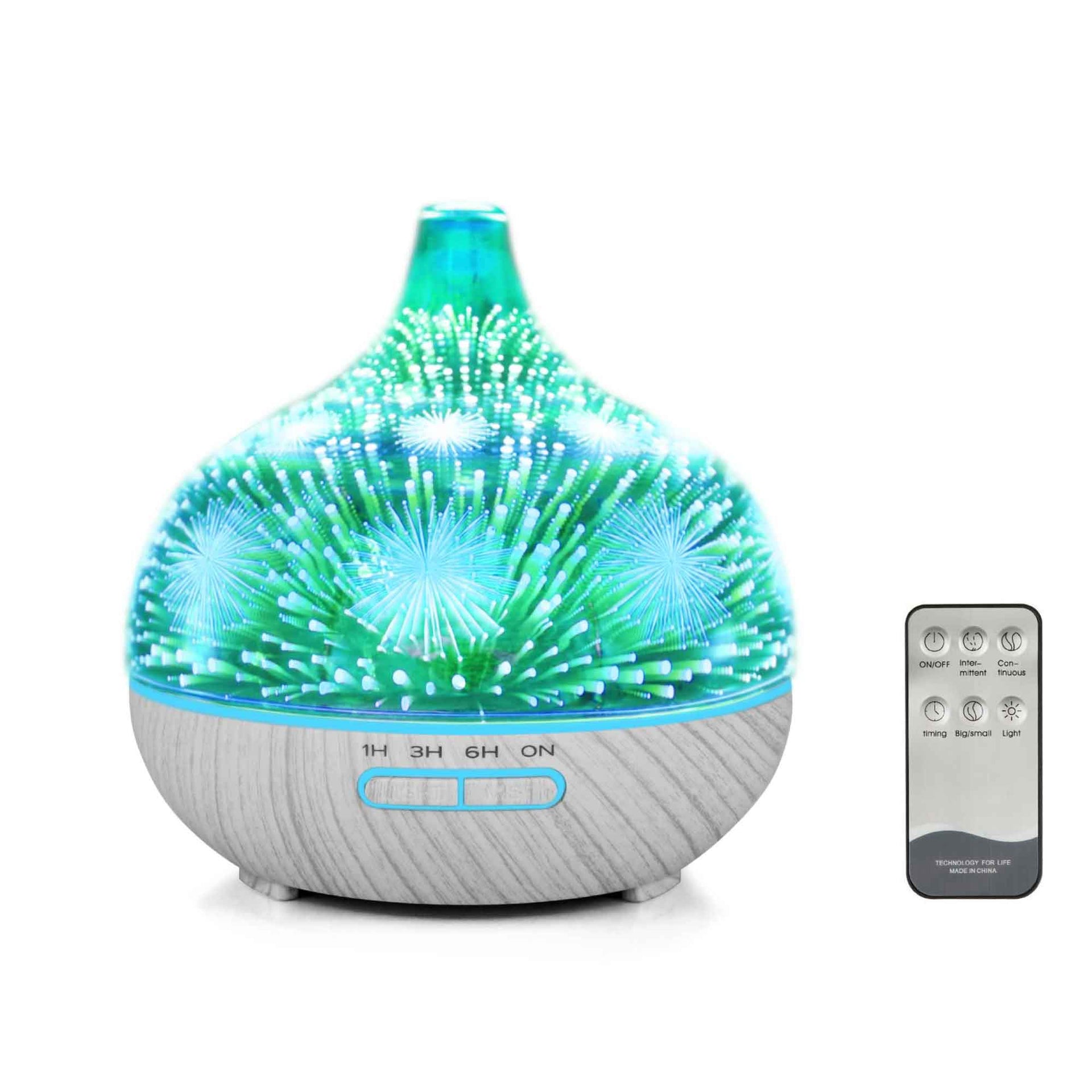 400ml Essential Oil Aroma Diffuser and Remote - 3D Glass Aromatherapy Humidifier Essential Oil