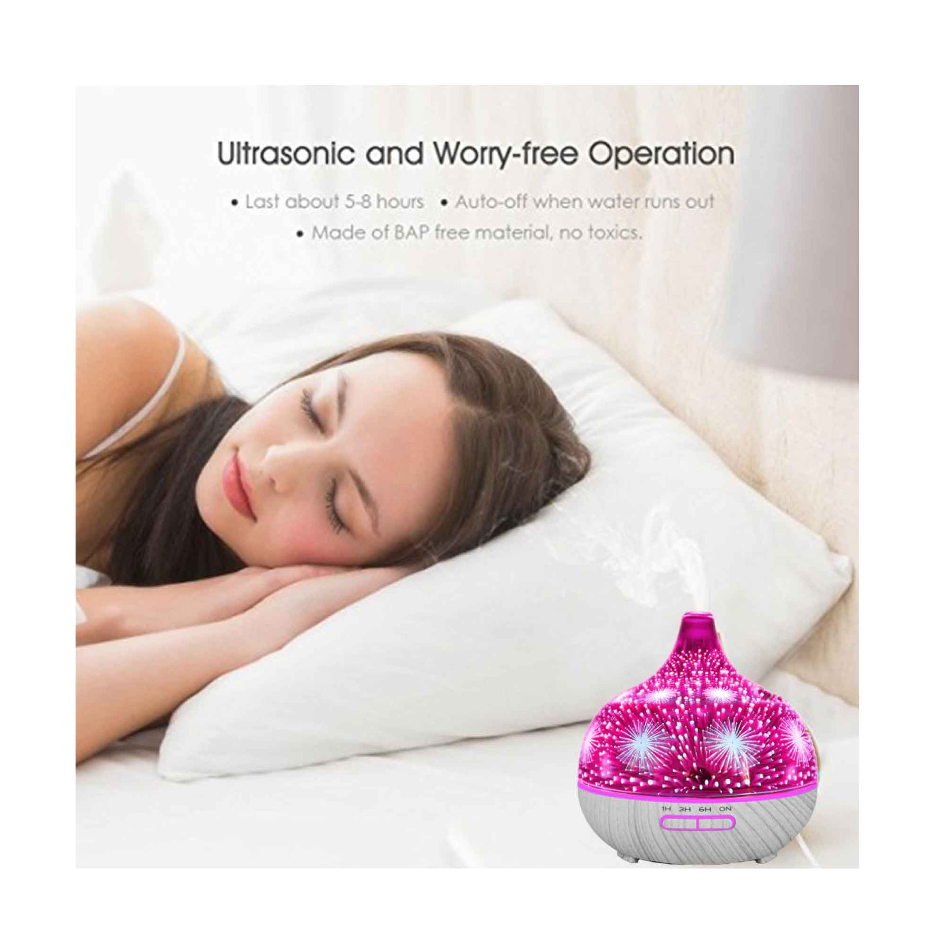400ml Essential Oil Aroma Diffuser and Remote - 3D Glass Aromatherapy Humidifier Essential Oil