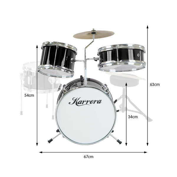 Karrera Children's 4pc Drum Kit - Black Karrera