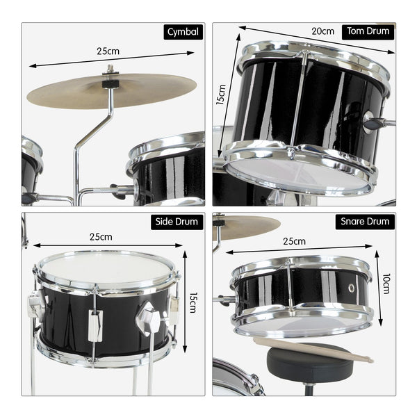 Karrera Children's 4pc Drum Kit - Black Karrera