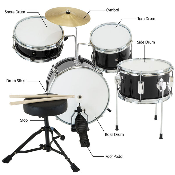 Karrera Children's 4pc Drum Kit - Black Karrera