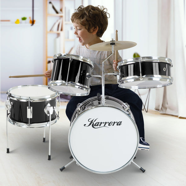 Karrera Children's 4pc Drum Kit - Black Karrera