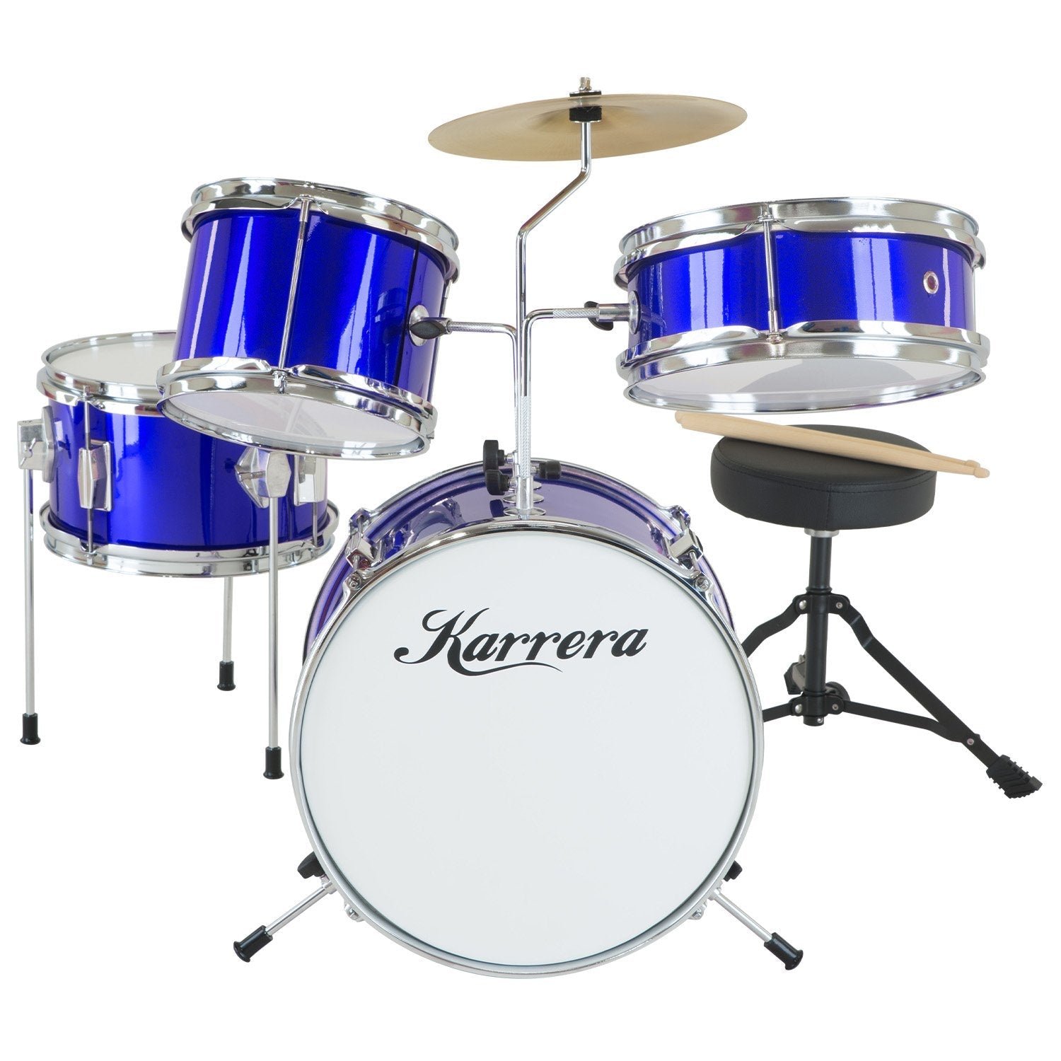 Karrera Children's 4pc Drum Kit - Blue Karrera