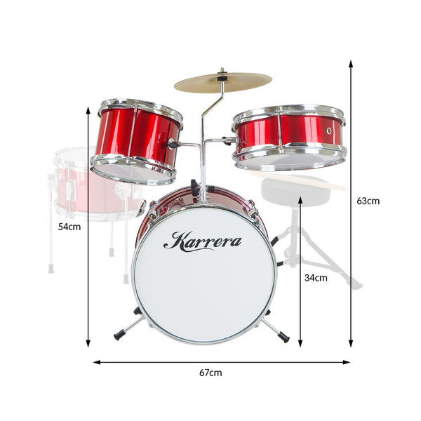 Karrera Children's 4pc Drum Kit - Red Karrera