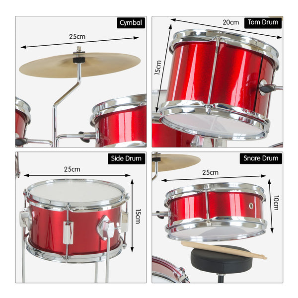 Karrera Children's 4pc Drum Kit - Red Karrera