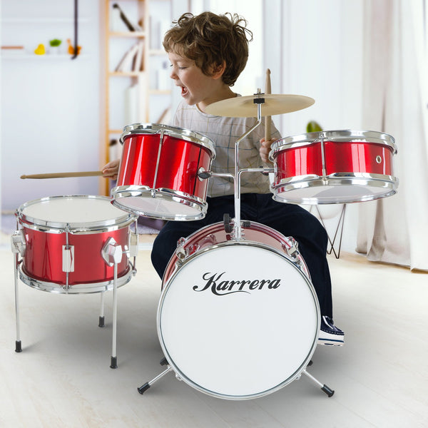 Karrera Children's 4pc Drum Kit - Red Karrera