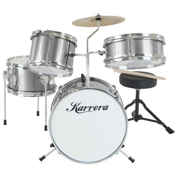 Karrera Childrens 4pc Drum Kit - Silver Karrera
