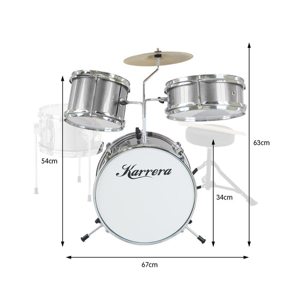 Karrera Childrens 4pc Drum Kit - Silver Karrera