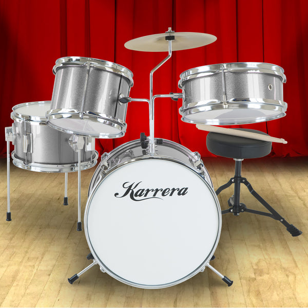 Karrera Childrens 4pc Drum Kit - Silver Karrera