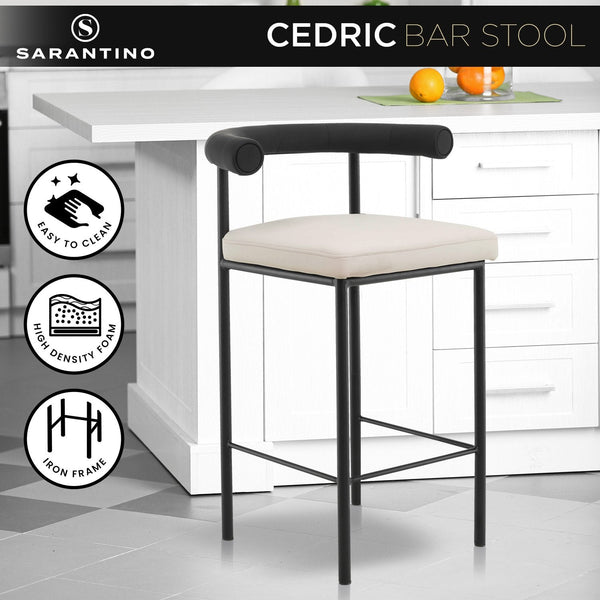 Sarantino Cedric Bar Stool W/ High-density Foam Upholstered In PU Leather Sturdy Iron Frame In Black And Beige Sarantino