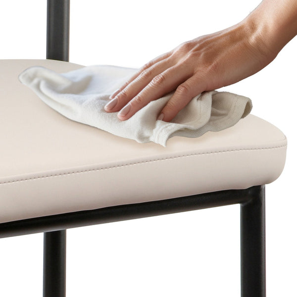 Sarantino Cedric Bar Stool W/ High-density Foam Upholstered In PU Leather Sturdy Iron Frame In Black And Beige Sarantino