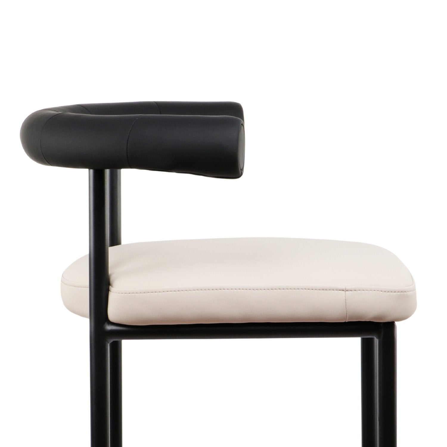 Sarantino Cedric Bar Stool W/ High-density Foam Upholstered In PU Leather Sturdy Iron Frame In Black And Beige Sarantino