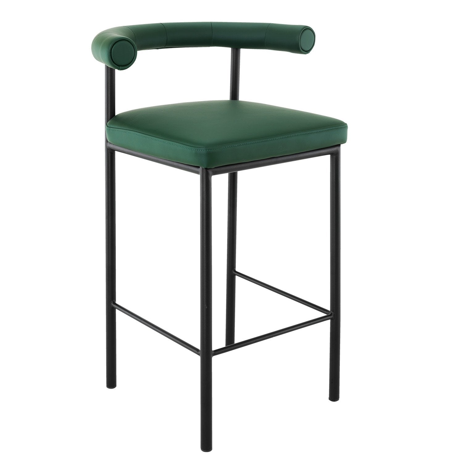 Sarantino Cedric Bar Stool W/ High-density Foam Upholstered In Pu Leather Sturdy Iron Frame Green Sarantino