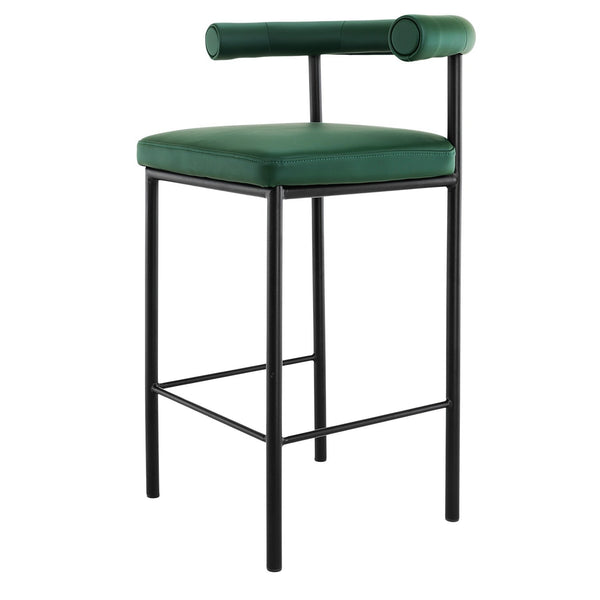 Sarantino Cedric Bar Stool W/ High-density Foam Upholstered In Pu Leather Sturdy Iron Frame Green Sarantino