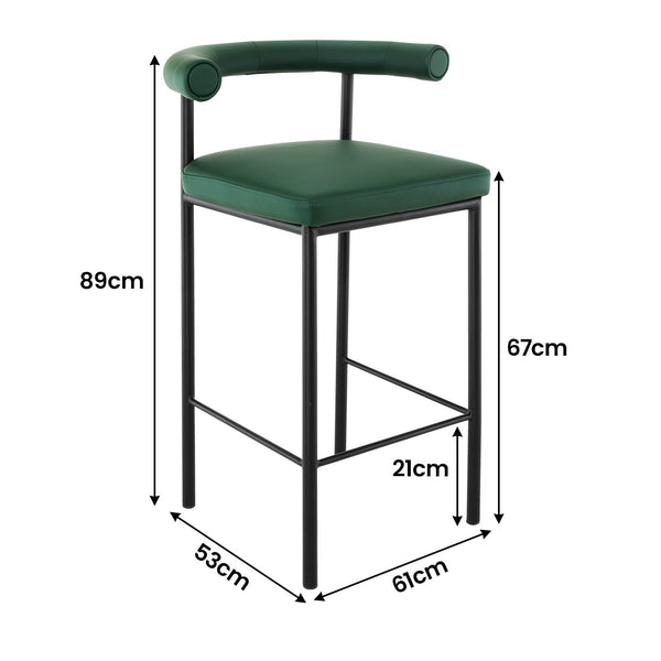Sarantino Cedric Bar Stool W/ High-density Foam Upholstered In Pu Leather Sturdy Iron Frame Green Sarantino