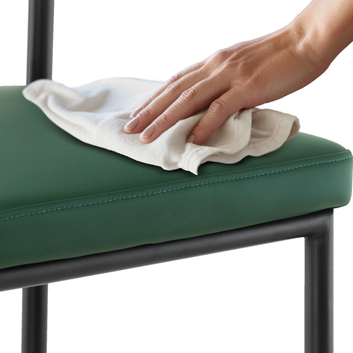 Sarantino Cedric Bar Stool W/ High-density Foam Upholstered In Pu Leather Sturdy Iron Frame Green Sarantino