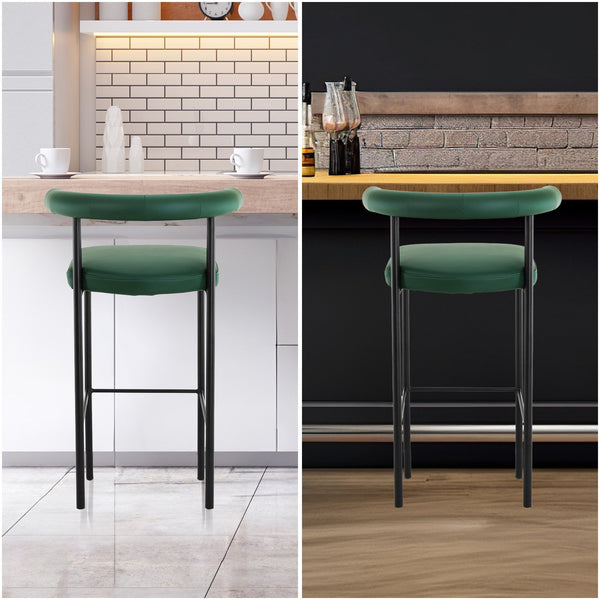 Sarantino Cedric Bar Stool W/ High-density Foam Upholstered In Pu Leather Sturdy Iron Frame Green Sarantino