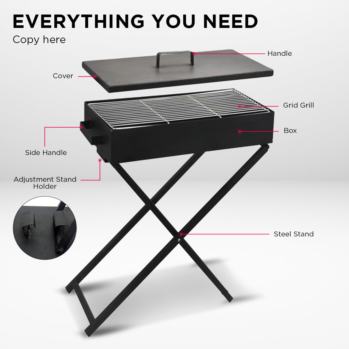 Wallaroo Charcoal BBQ Grill - Adjustable Height Wallaroo