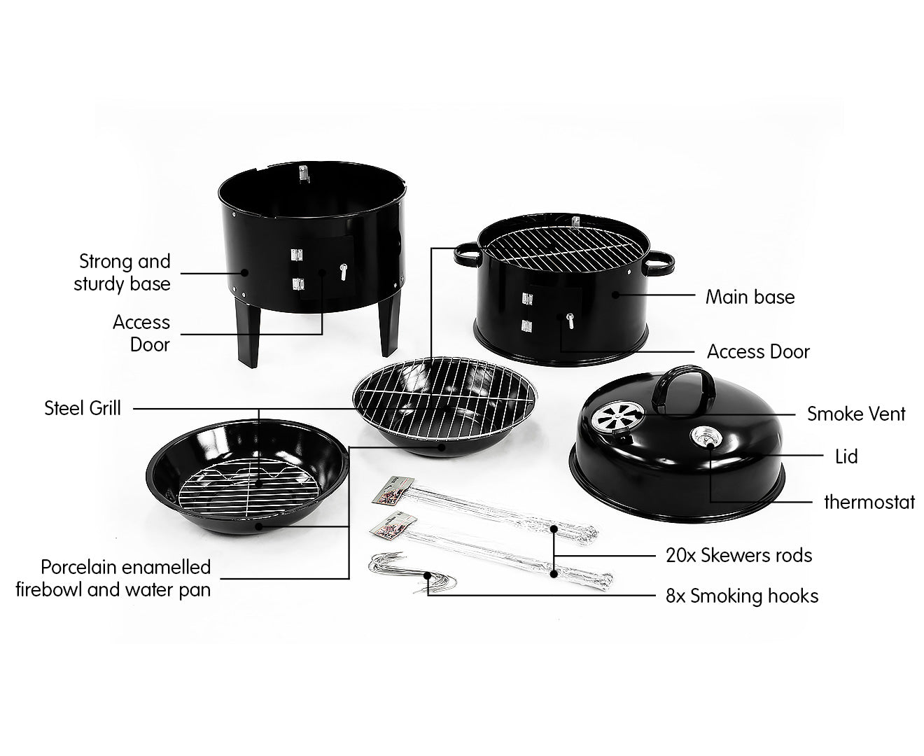 Wallaroo 3-in-1 Charcoal BBQ Smoker Wallaroo