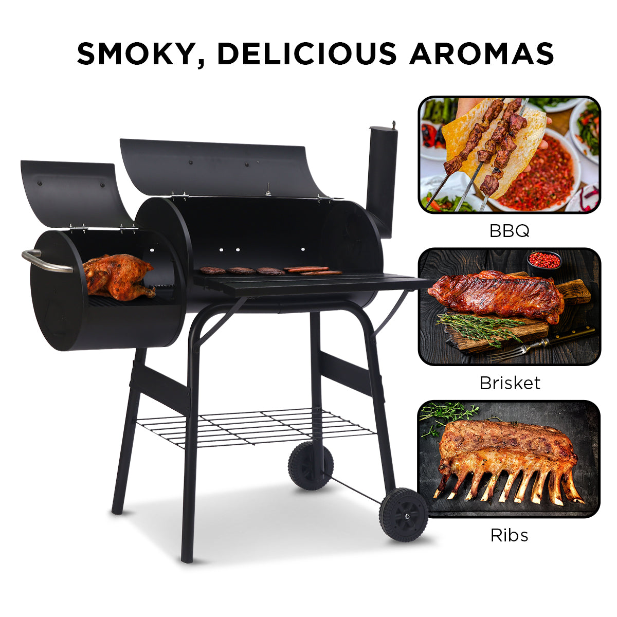 Wallaroo 2-in-1 Outdoor Barbecue Grill & Offset Smoker Wallaroo