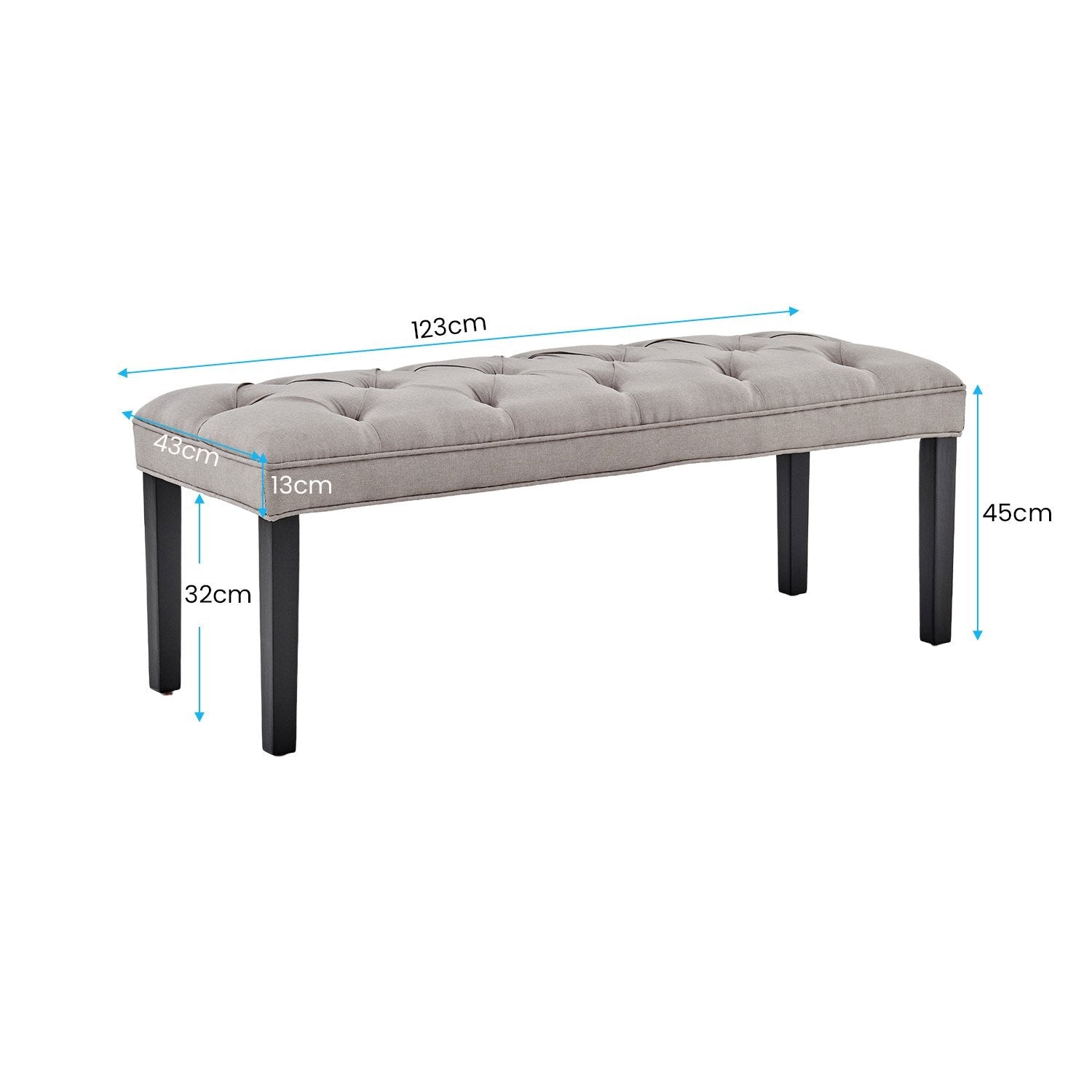 Sarantino Cate Button-tufted Upholstered Bench With Tapered Legs By Sarantino - Light Grey Sarantino