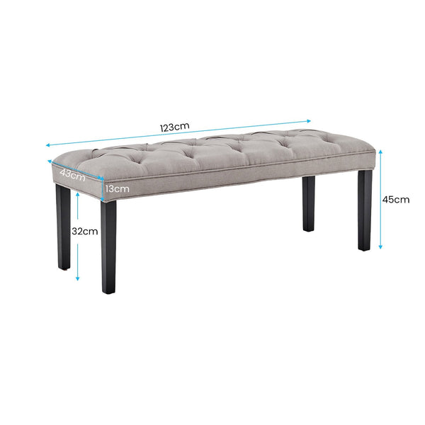 Sarantino Cate Button-tufted Upholstered Bench With Tapered Legs By Sarantino - Light Grey Sarantino