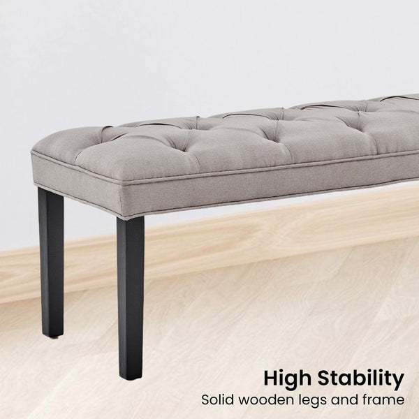 Sarantino Cate Button-tufted Upholstered Bench With Tapered Legs By Sarantino - Light Grey Sarantino