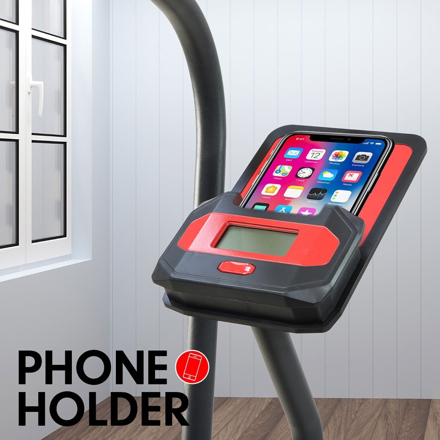 Powertrain Air Resistance Fan Exercise Bike for Cardio - Red Powertrain