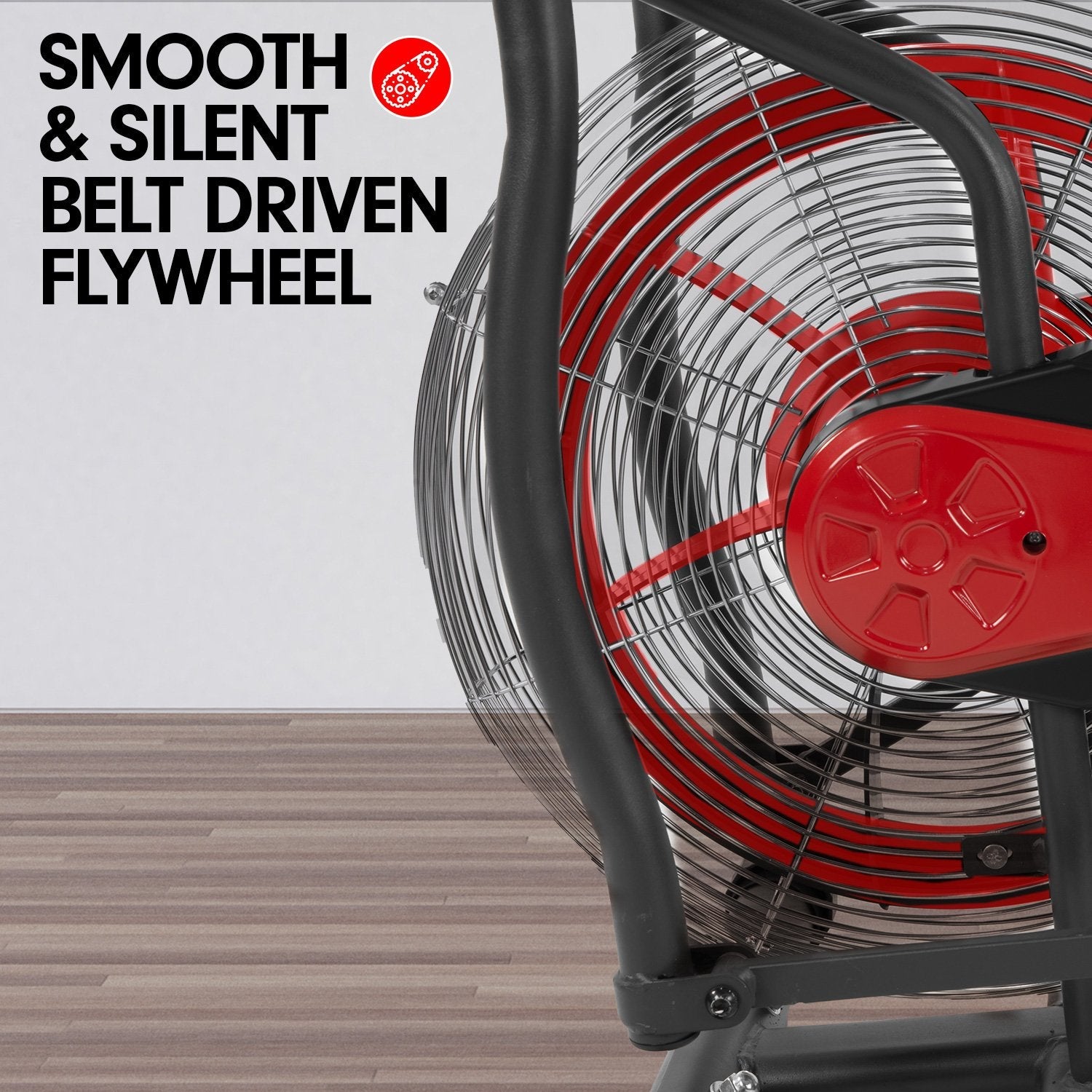 Powertrain Air Resistance Fan Exercise Bike for Cardio - Red Powertrain