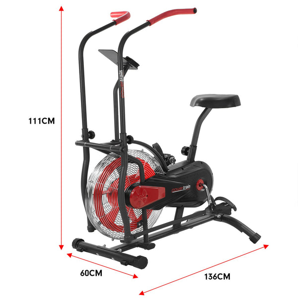 Powertrain Air Resistance Fan Exercise Bike for Cardio - Red Powertrain
