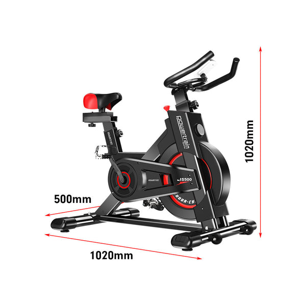 Powertrain IS-500 Heavy-Duty Exercise Spin Bike Electroplated - Black Powertrain