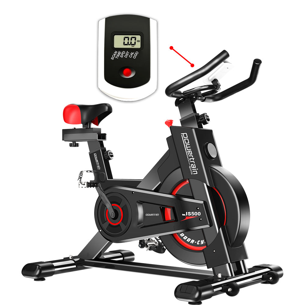Powertrain IS-500 Heavy-Duty Exercise Spin Bike Electroplated - Black Powertrain