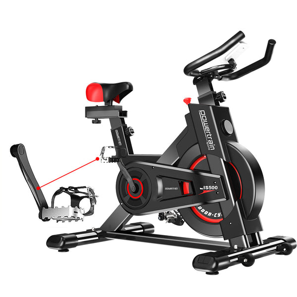 Powertrain IS-500 Heavy-Duty Exercise Spin Bike Electroplated - Black Powertrain