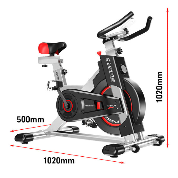 Powertrain IS-500 Heavy-Duty Exercise Spin Bike Electroplated - Silver Powertrain