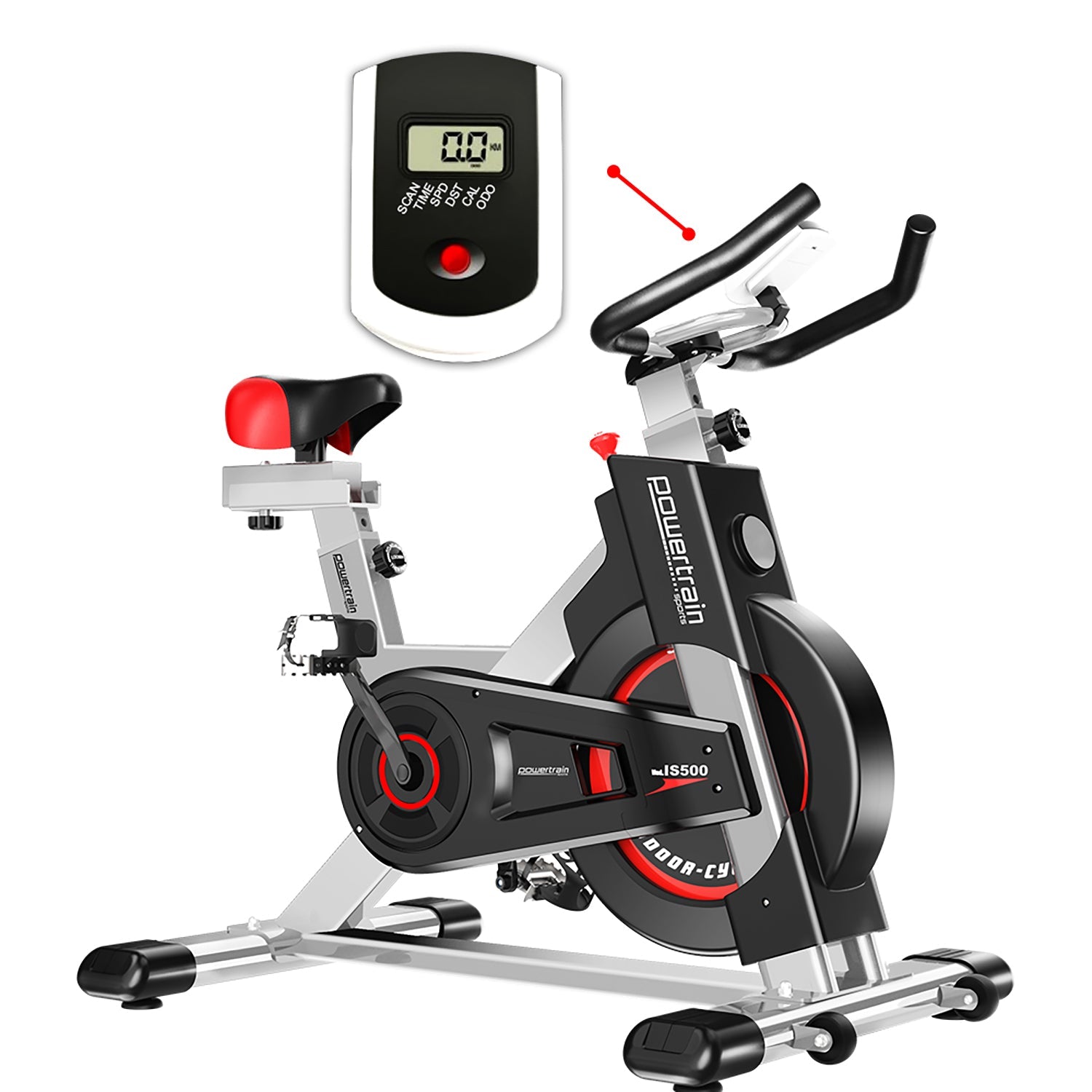 Powertrain IS-500 Heavy-Duty Exercise Spin Bike Electroplated - Silver Powertrain