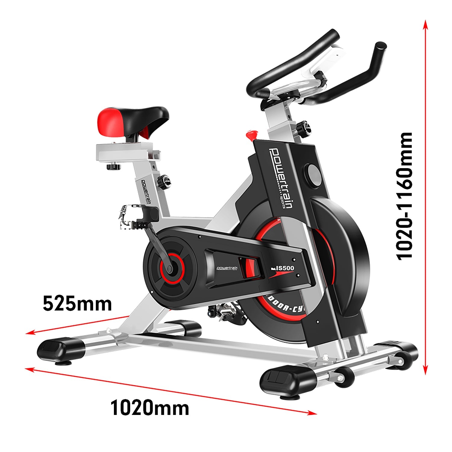 Powertrain IS-500 Heavy-Duty Exercise Spin Bike Electroplated - Silver Powertrain
