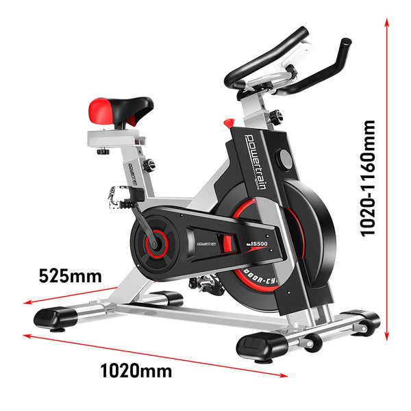 Powertrain IS-500 Heavy-Duty Exercise Spin Bike Electroplated - Silver Powertrain