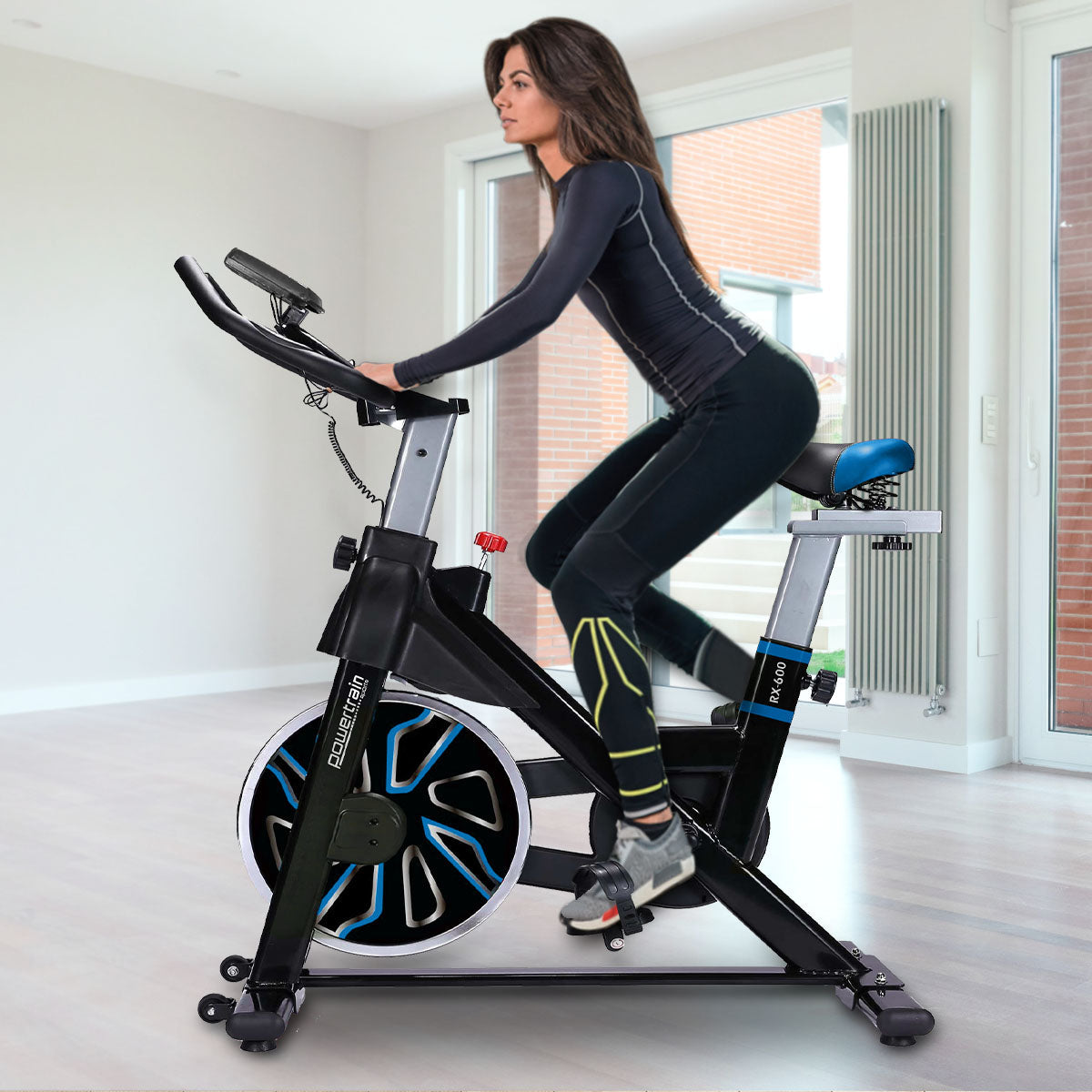 PowerTrain RX-600 Exercise Spin Bike Cardio Cycle - Blue Powertrain