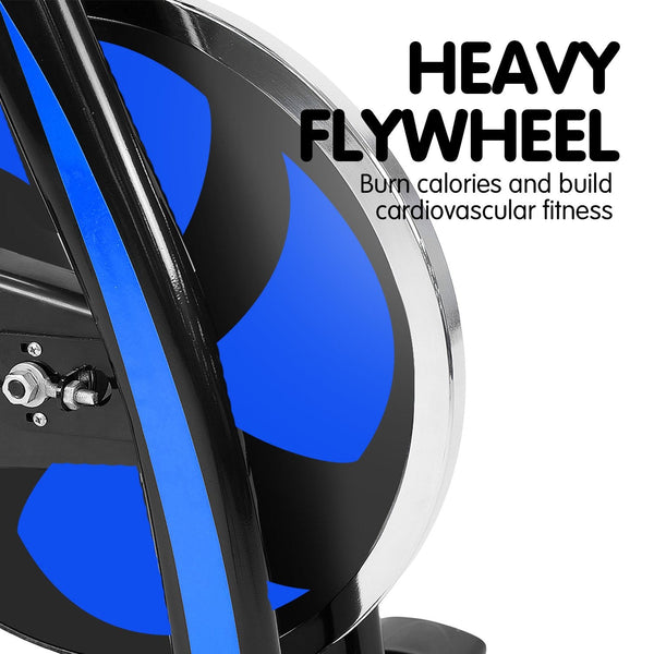 Powertrain Home Gym Flywheel Exercise Spin Bike - Blue Powertrain