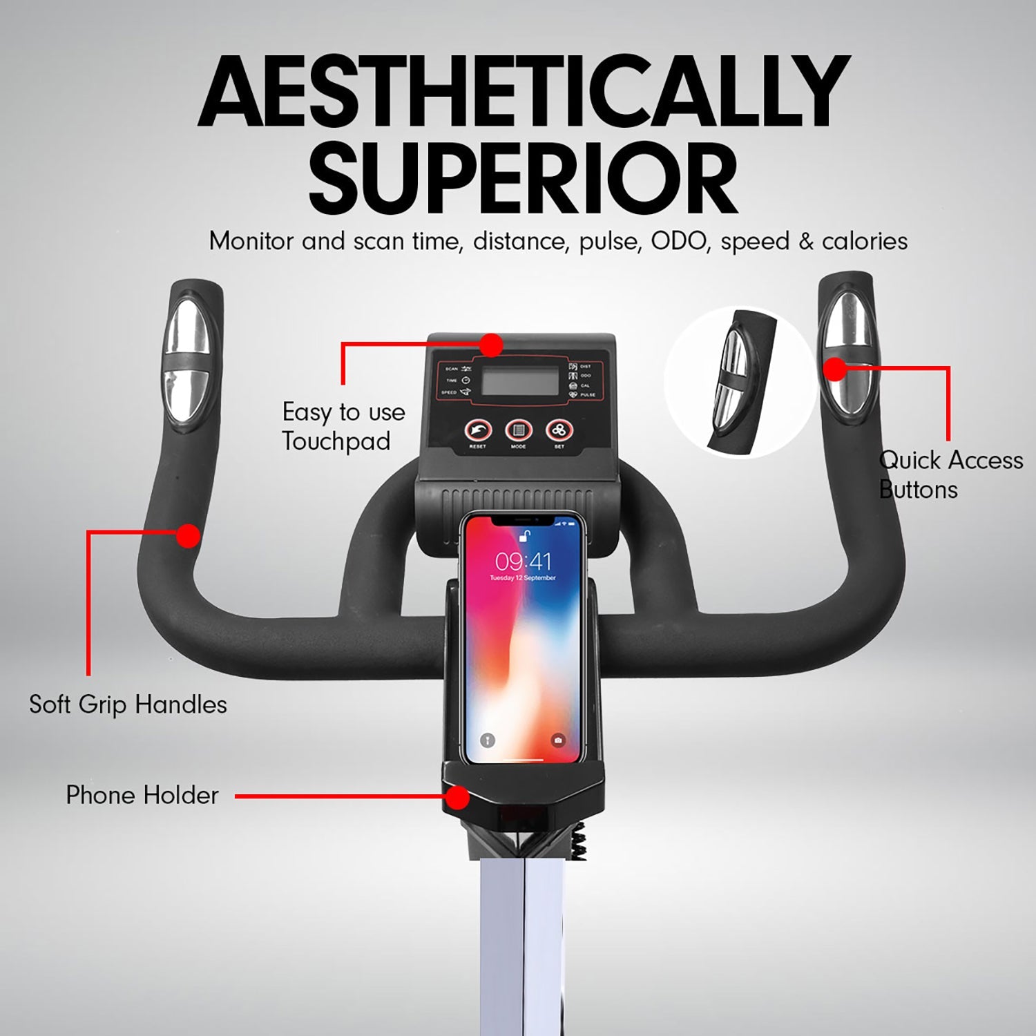 Powertrain RX-200 Exercise Spin Bike Cardio Cycling - Black Powertrain