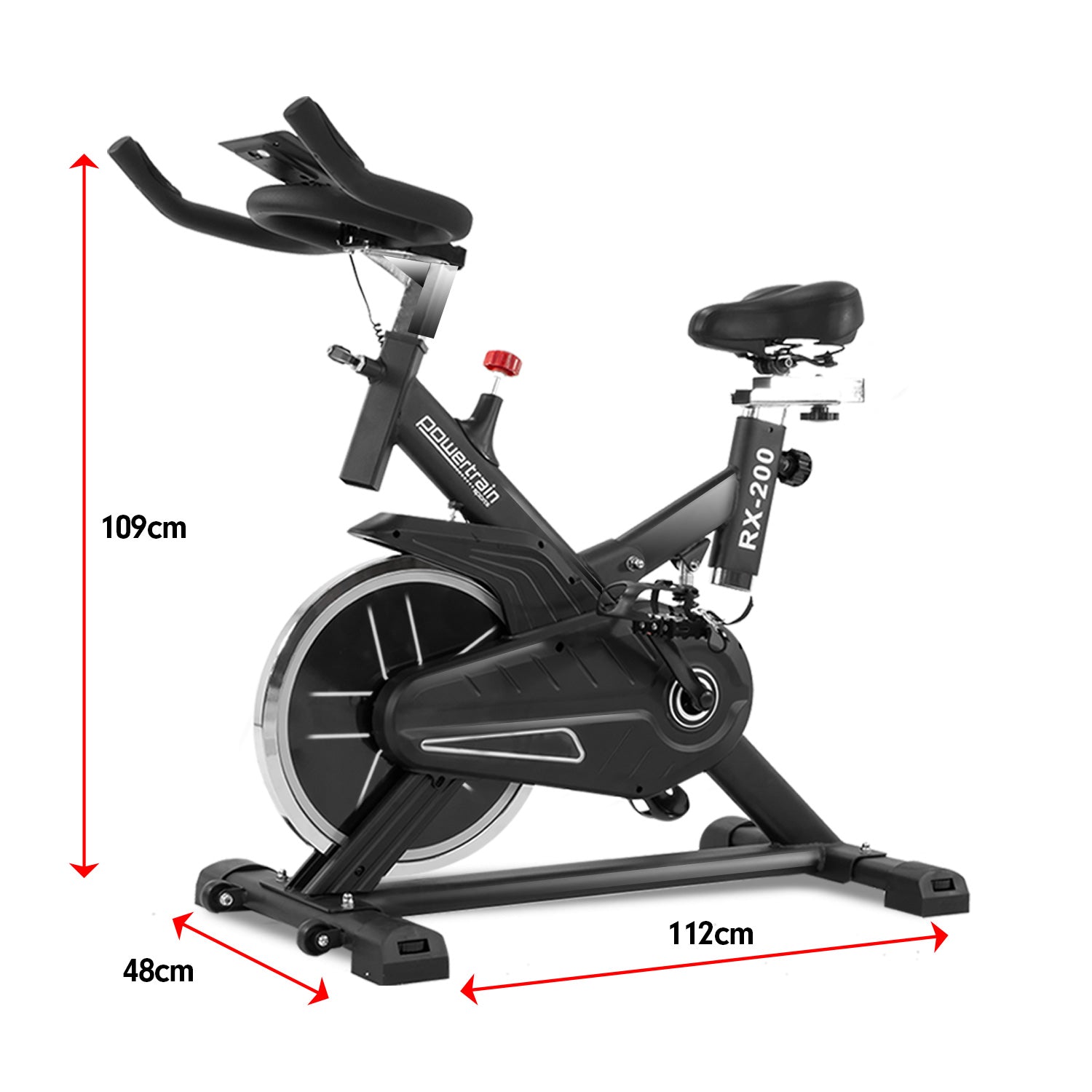 Powertrain RX-200 Exercise Spin Bike Cardio Cycling - Black Powertrain