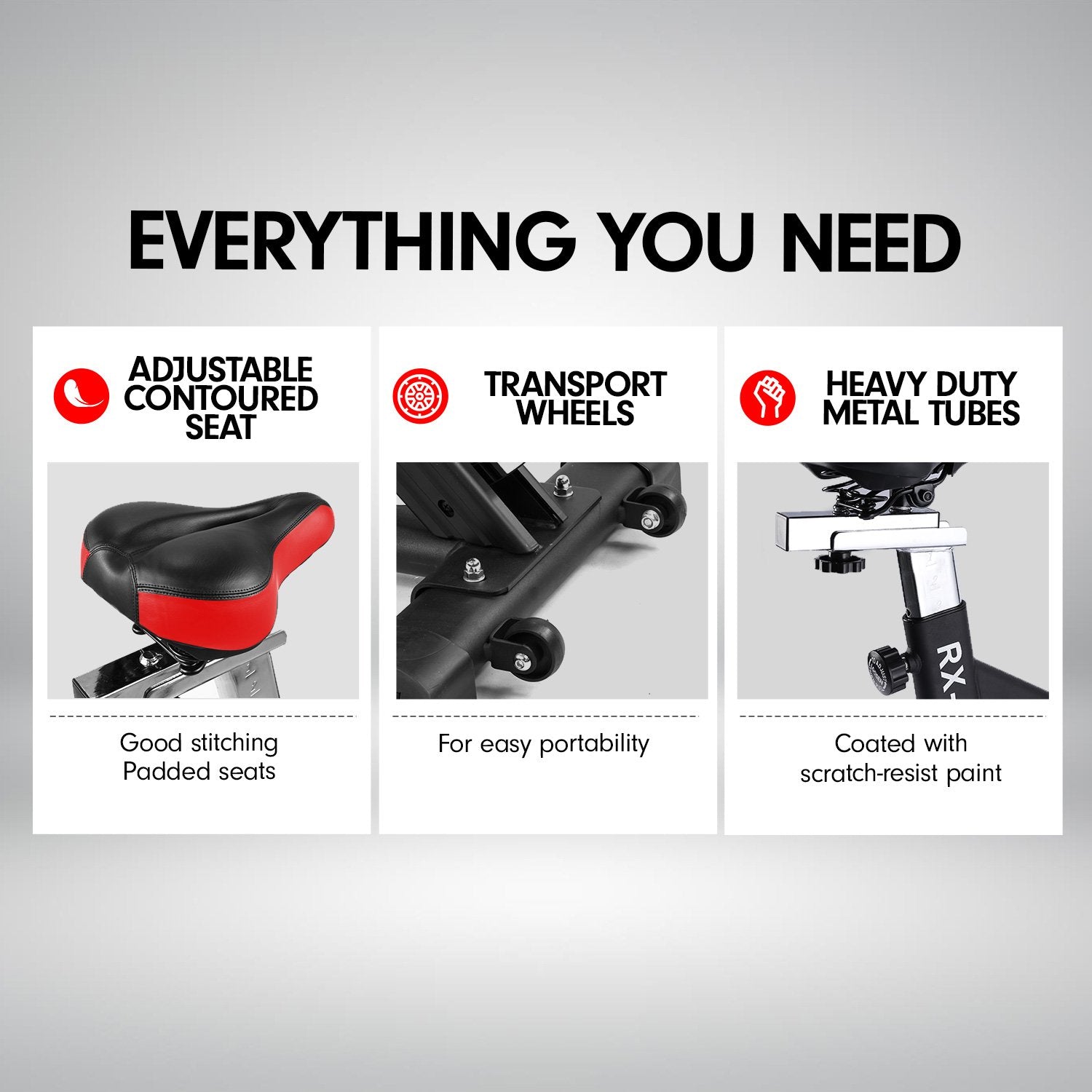 Powertrain RX-200 Exercise Spin Bike Cardio Cycling - Red Powertrain