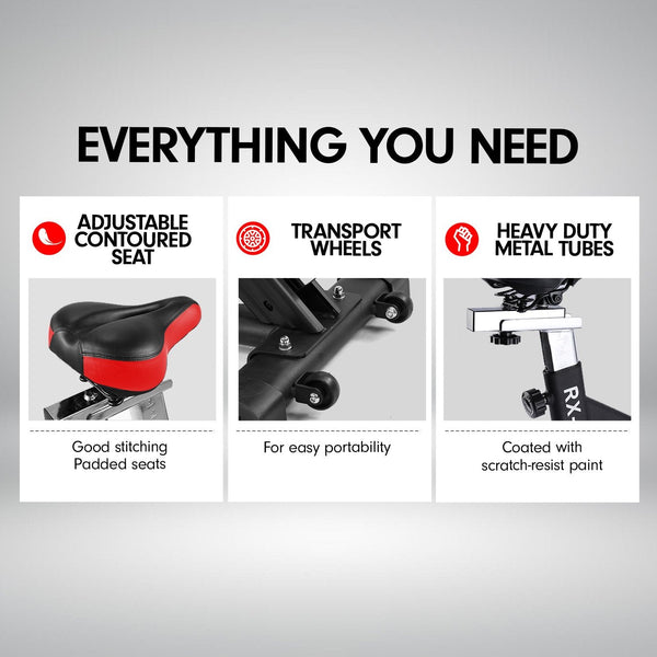 Powertrain RX-200 Exercise Spin Bike Cardio Cycling - Red Powertrain