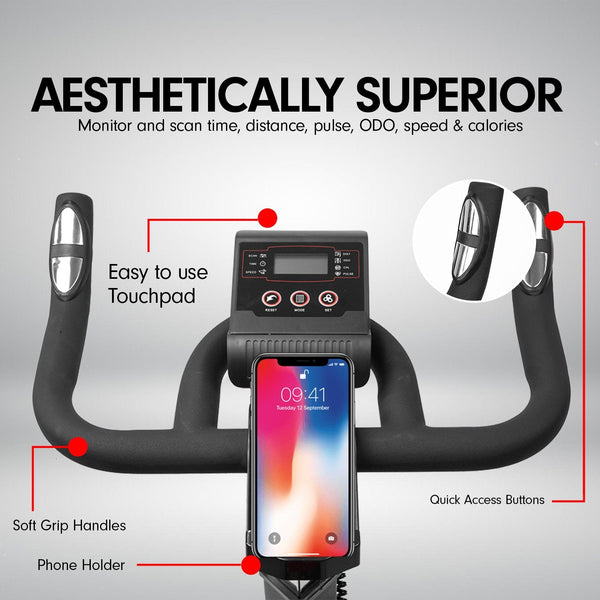 Powertrain RX-200 Exercise Spin Bike Cardio Cycling - Red Powertrain