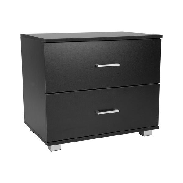Sarantino Bedside Table Cabinet Storage Chest 2 Drawers Lamp Side Nightstand - Black Sarantino