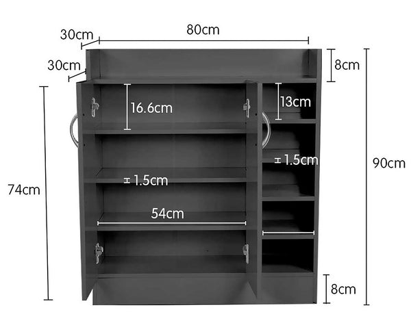 Sarantino New 21 Pairs Shoe Cabinet Rack Storage Organiser Shelf 2 Doors Cupboard Black Sarantino