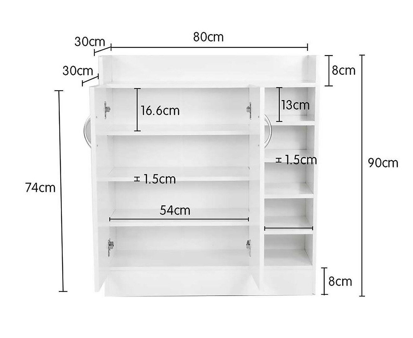 Sarantino New 21 Pairs Shoe Cabinet Rack Storage Organiser Shelf 2 Doors Cupboard White Sarantino