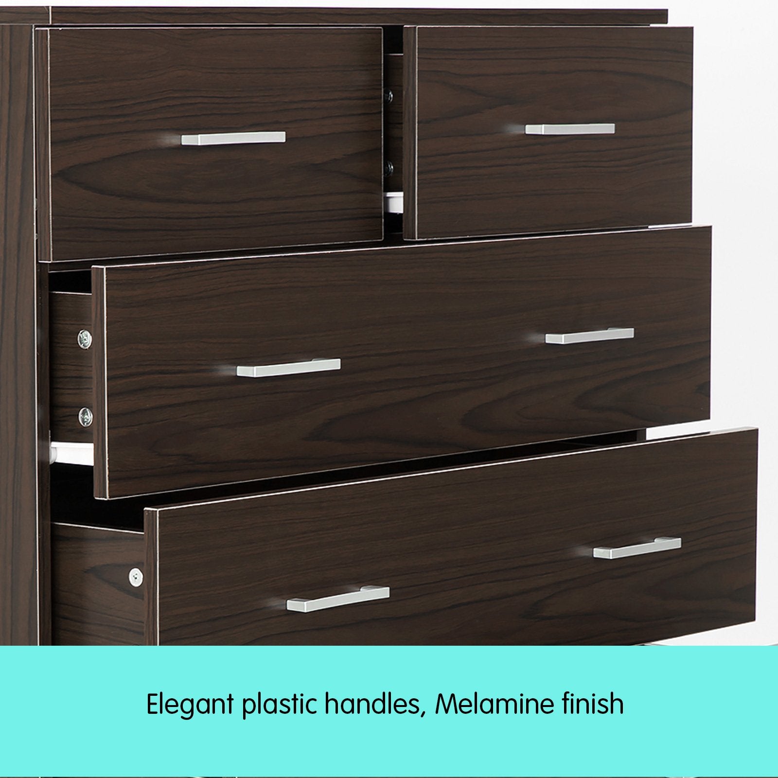 Sarantino Tallboy Dresser 6 Chest Of Drawers Cabinet 85 X 39.5 X 105 - Brown Sarantino