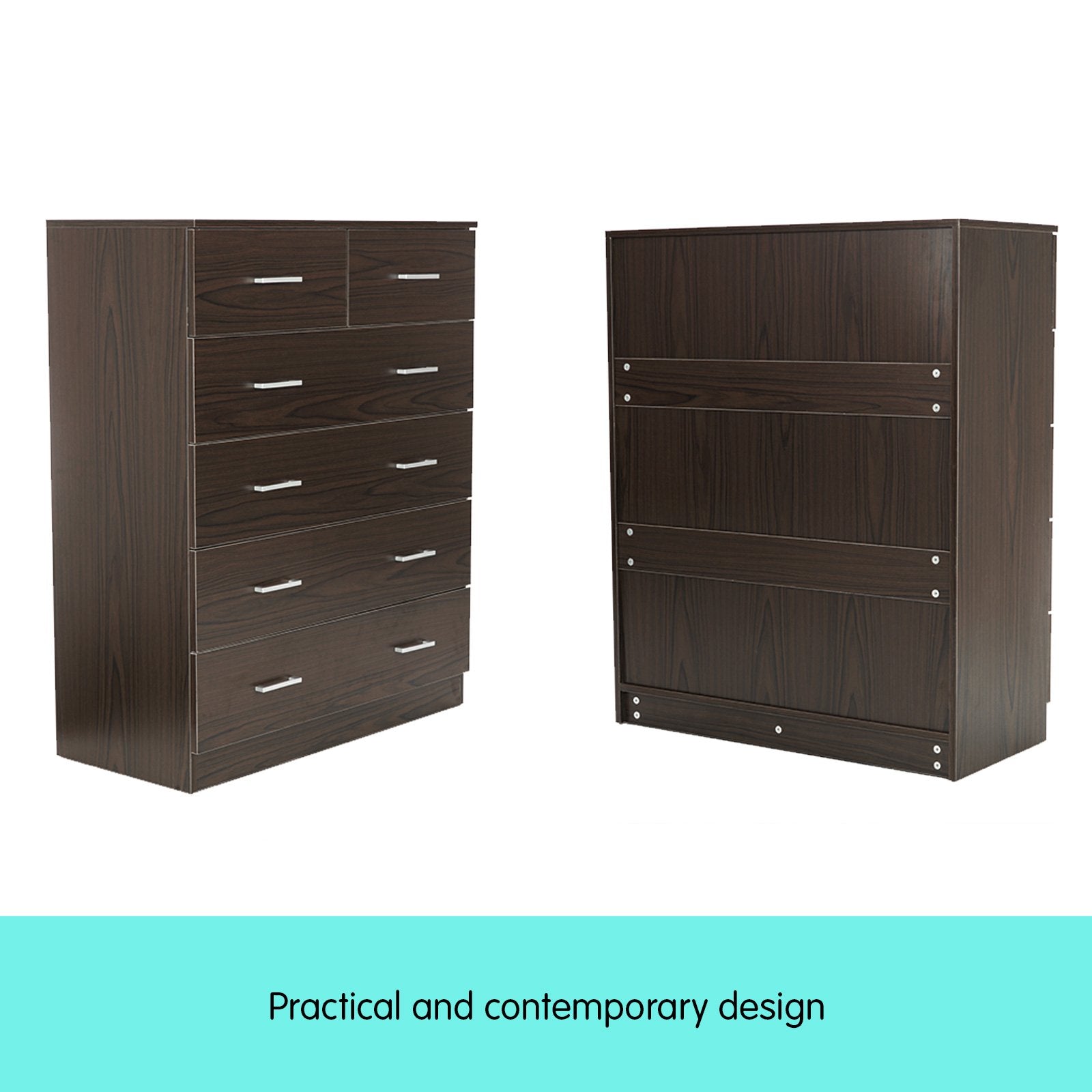 Sarantino Tallboy Dresser 6 Chest Of Drawers Cabinet 85 X 39.5 X 105 - Brown Sarantino