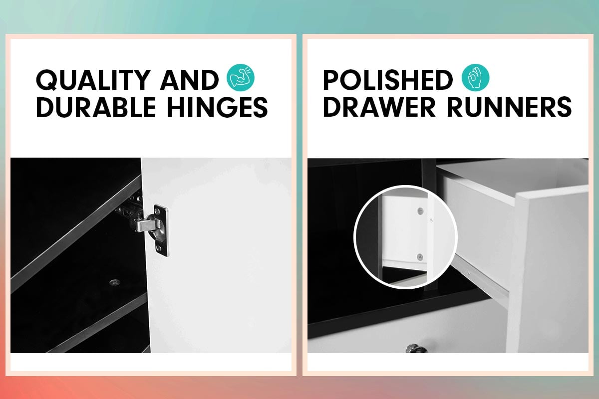 Sarantino Shoe Rack Cabinet Wooden Storage Organiser Shelf Cupboard Drawer Sarantino